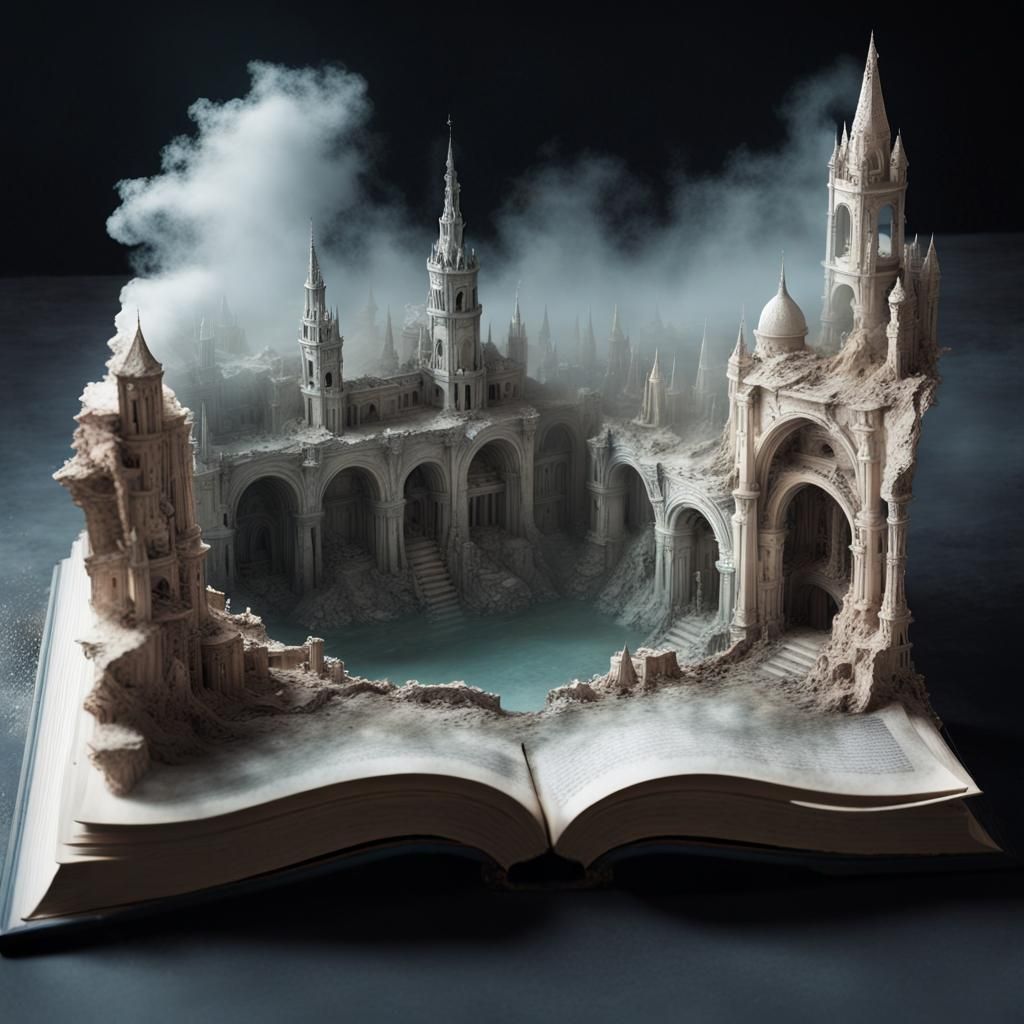 city ruins  carved out of an open book  by @photon