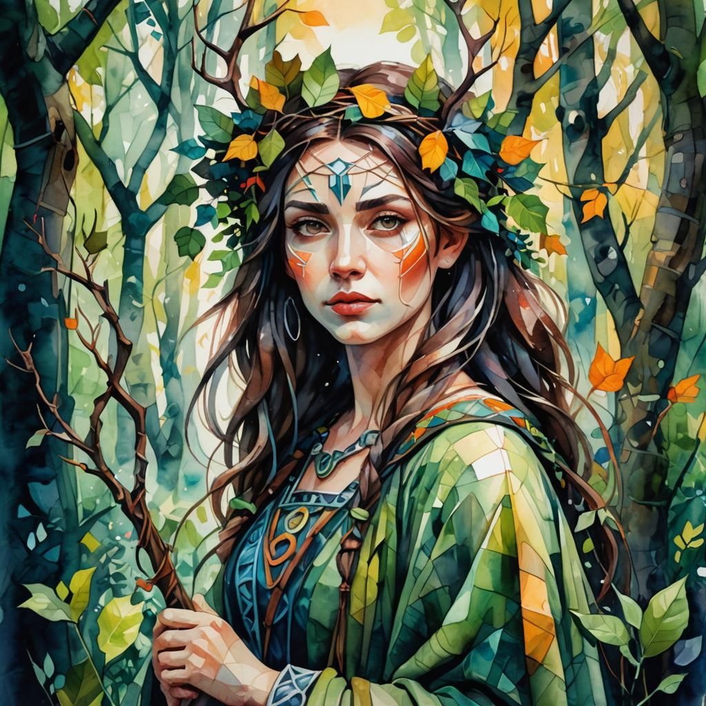 Cute Druidess with a Twig