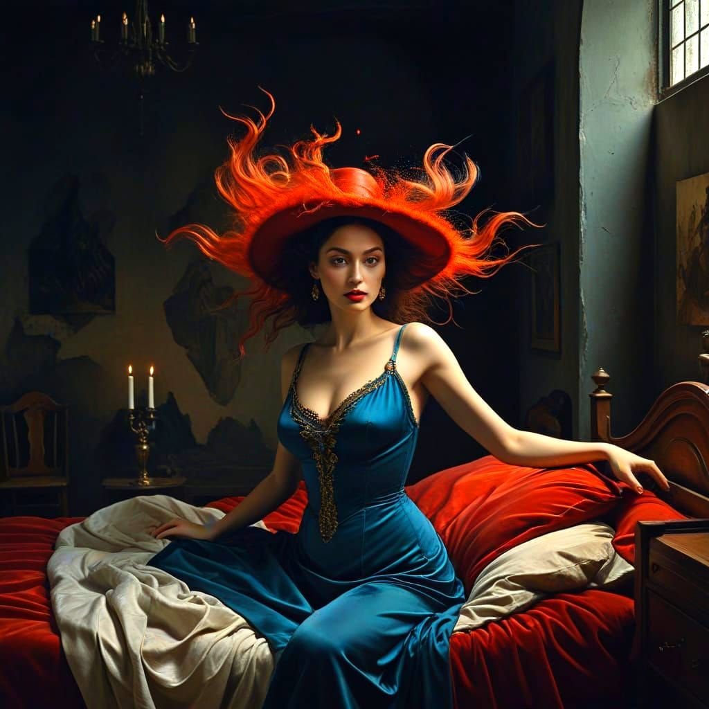 Surreal Medieval Goddess in Hyperrealistic Fantasy Scene