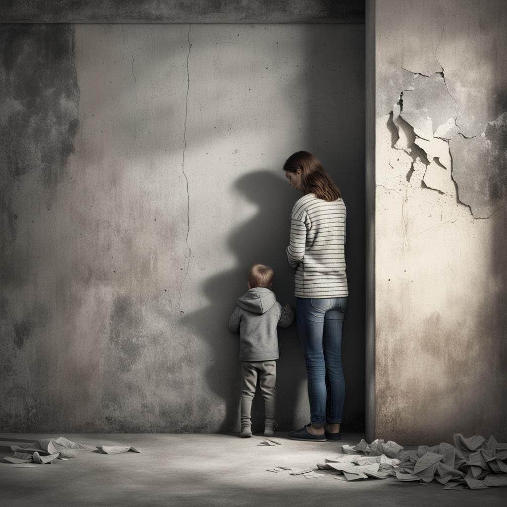 Mother and Child Separated by Wall