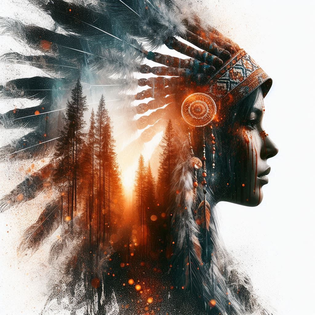 double exposure beautiful fantasy DALL-E 3 portrait landscap...
