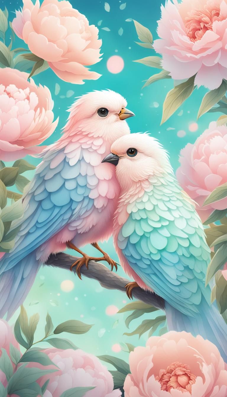 Pastel Whispers: Fluffy Feathered Friends  by @Daphsam