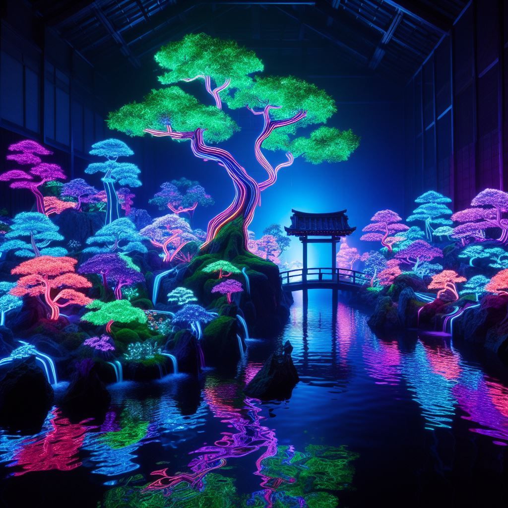 Neon Japanese Garden