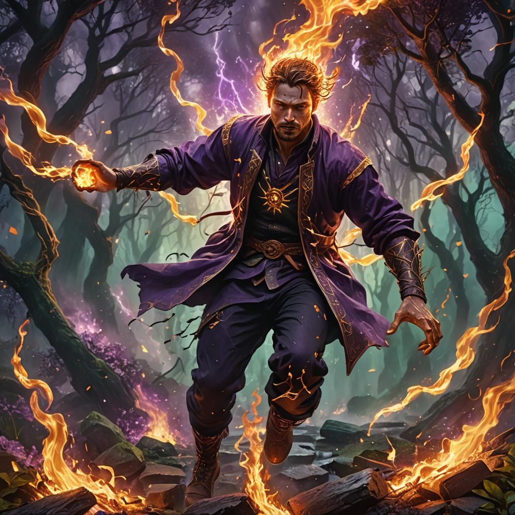 Man Untouched by Fire in Surreal Fantasy Art