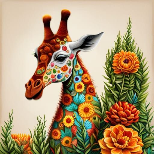 Giraffe Made Of Flowers  by @Inner Peace