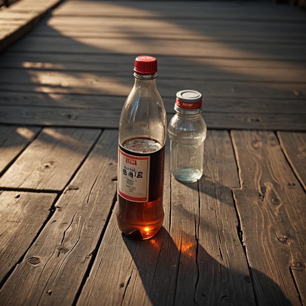 water bottle character white and red label AI Generated Artwork