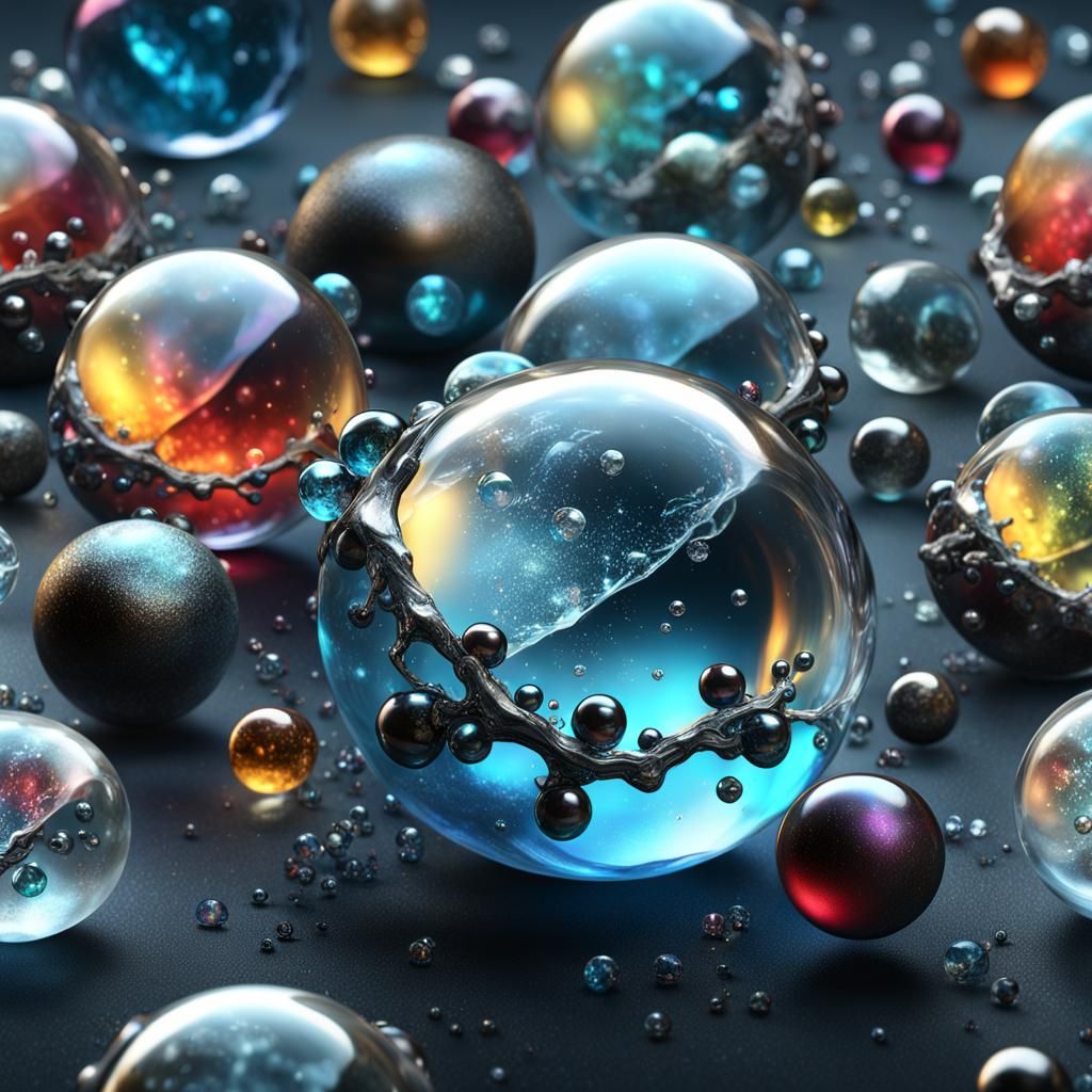translucent and frozen cracked bubbles glass marbles diamond...