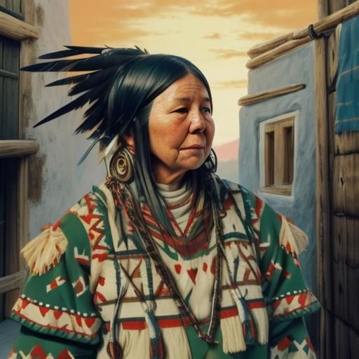 Buzy  populated Thundebird Native American pueblos in New Me...