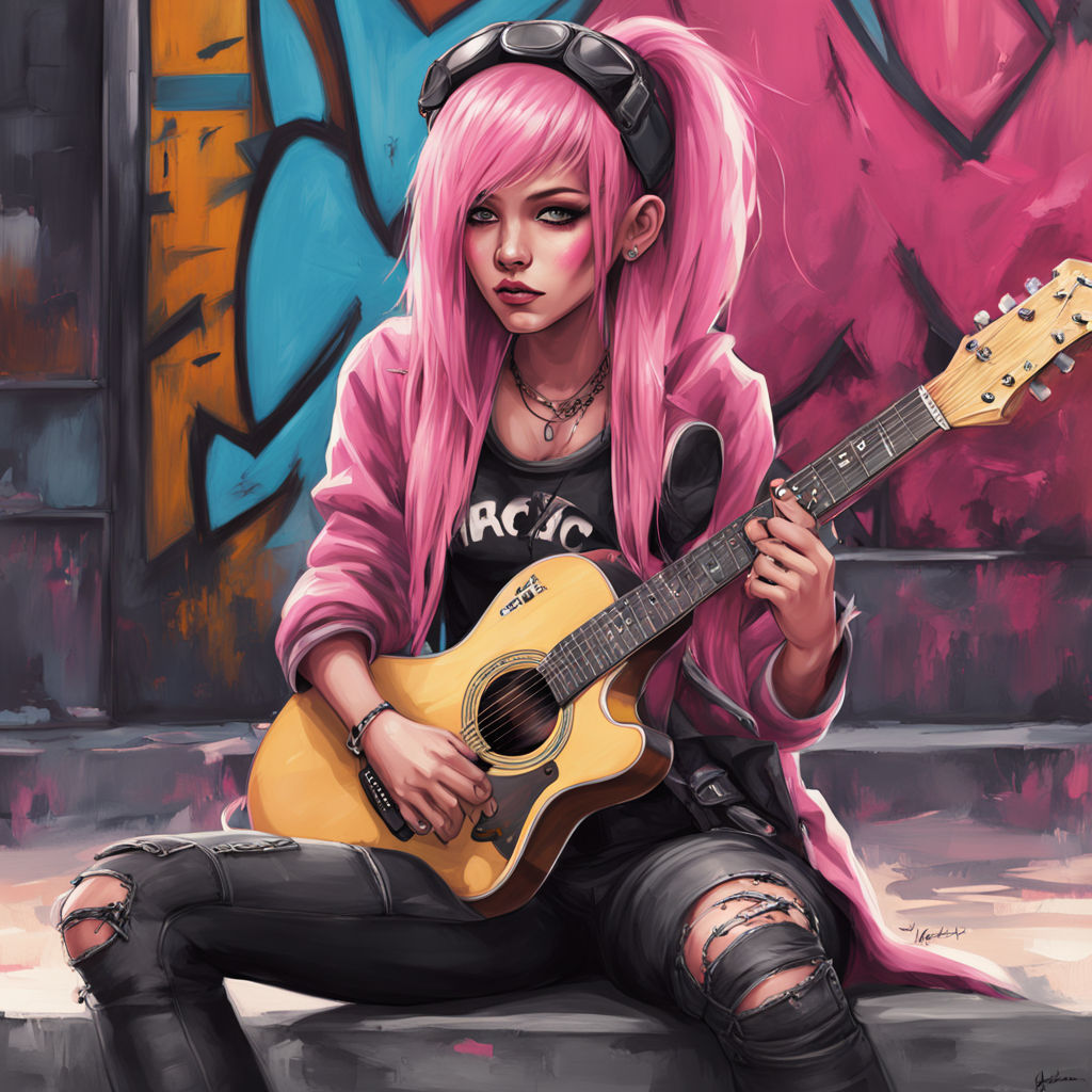 punk girl playing guitar