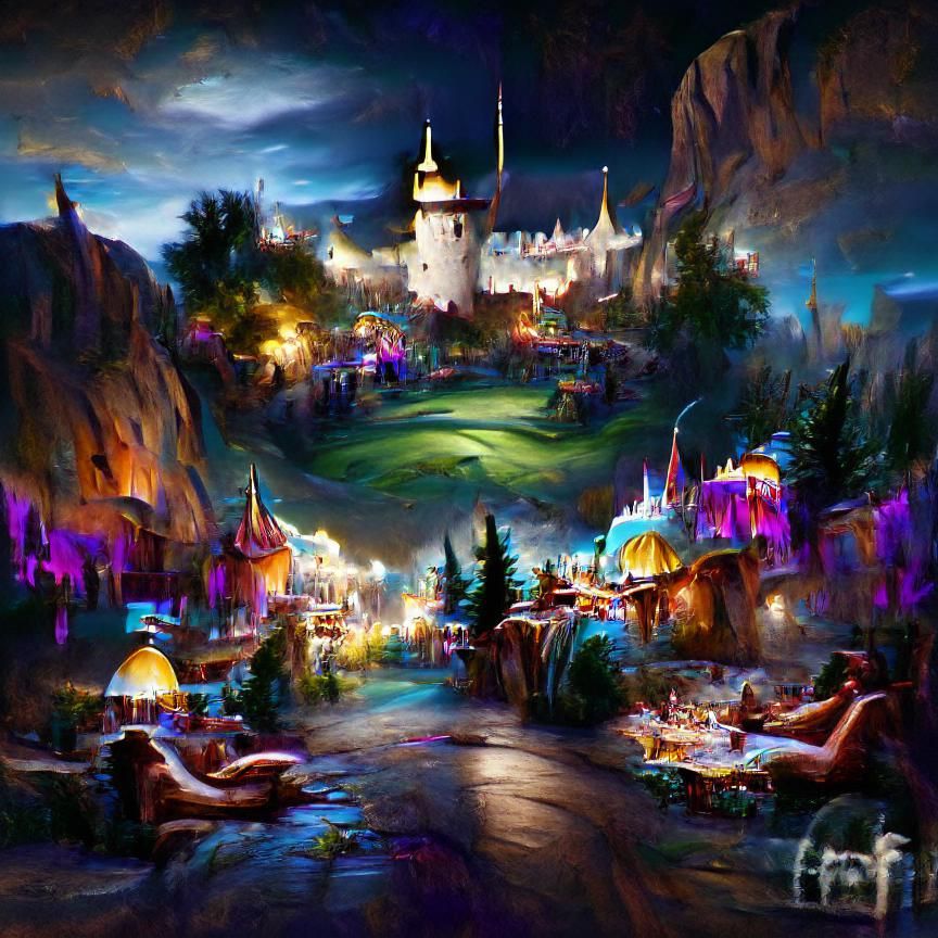 Fantasyland at night