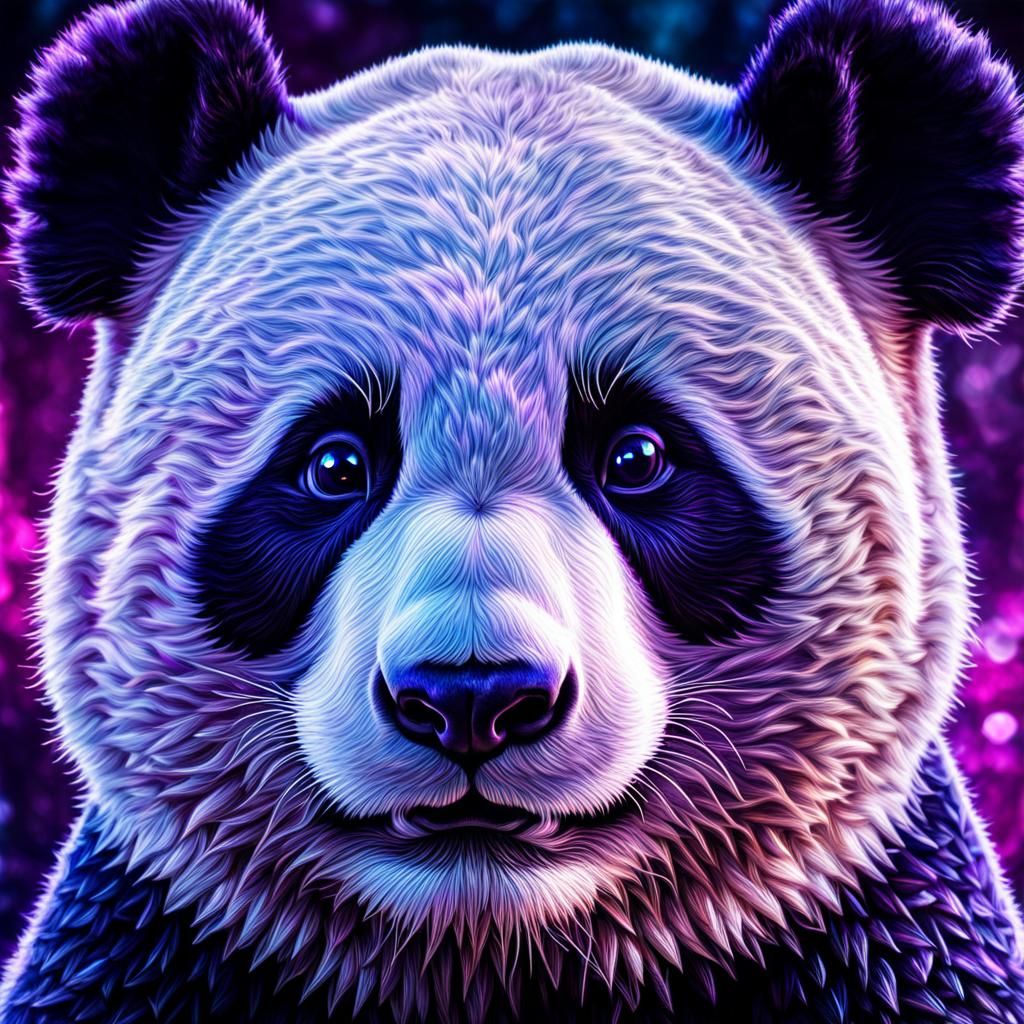 Hyperrealistic Purple Crystal Panda in HDR