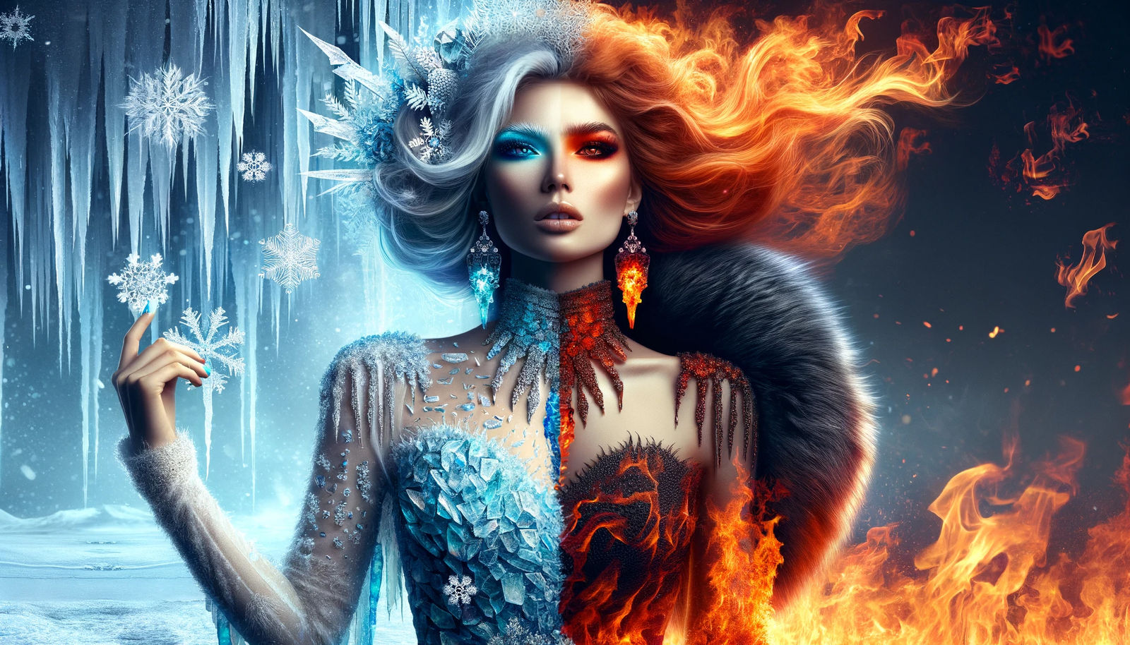 Eternal Embrace: A Dance of Frost and Flame