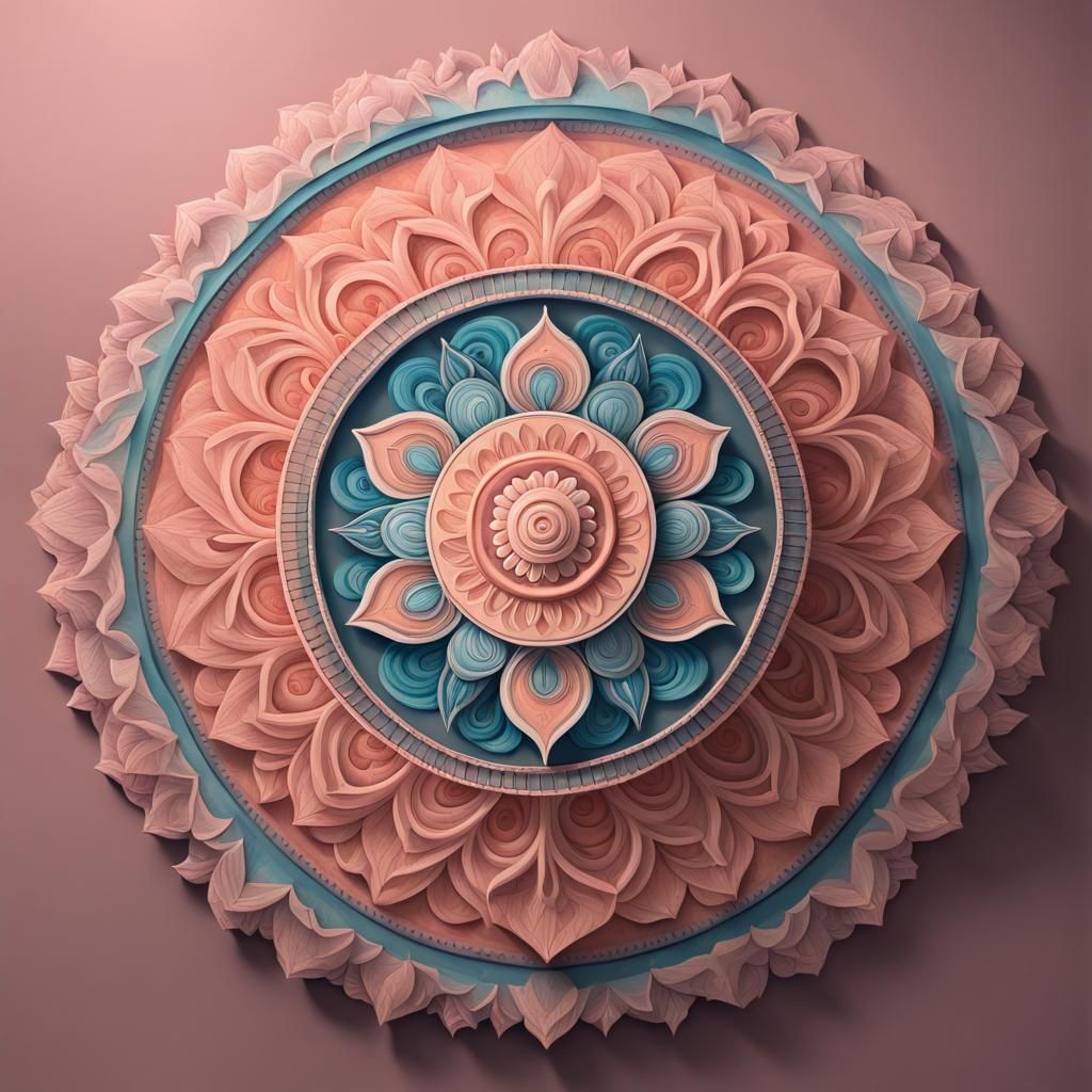 Mandala,  chalk art detailed painting romanticism minimalism Cinema 4D3D shading  by @NalieDE 