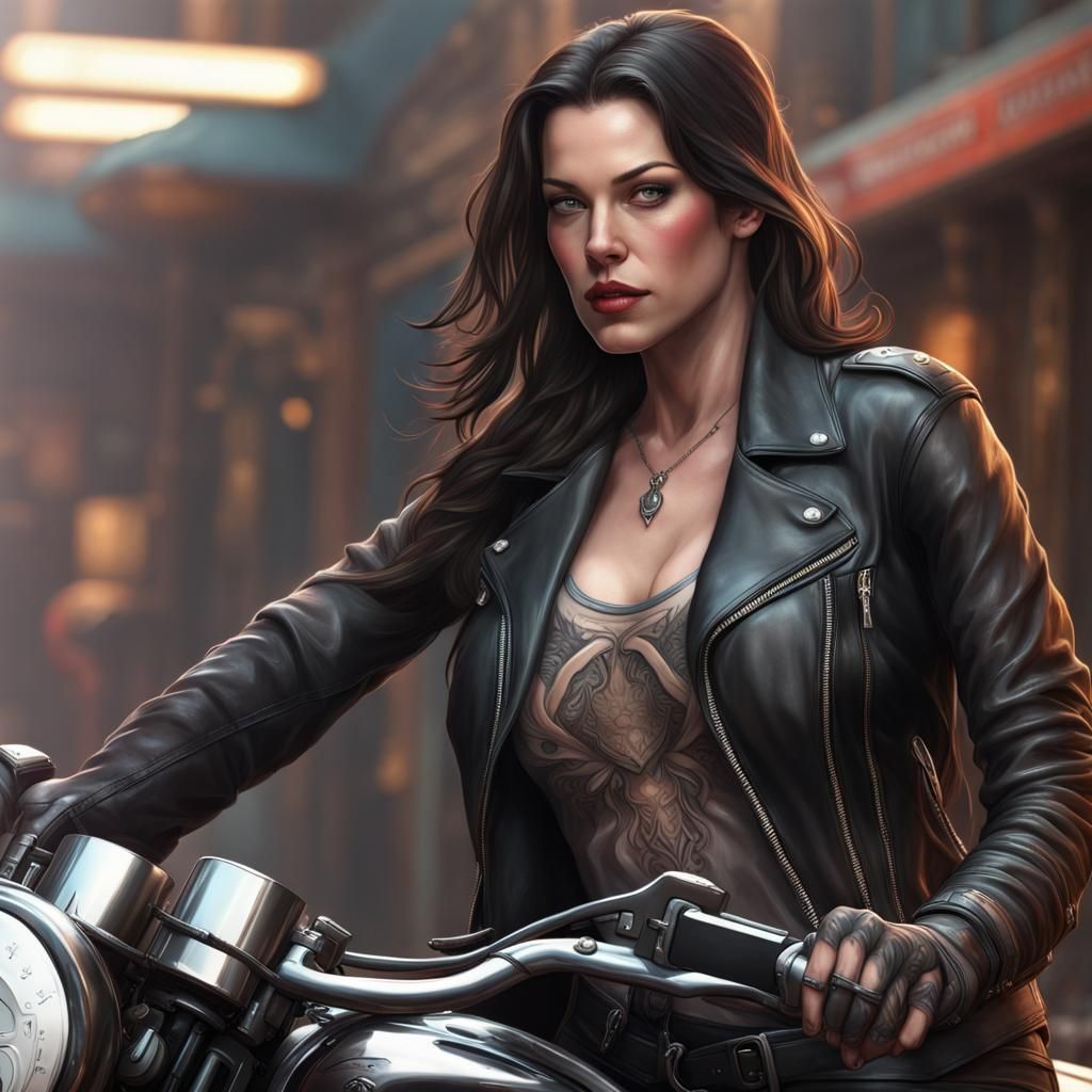 Liv Tyler as biker girl in leather top, leather pants and leather ...