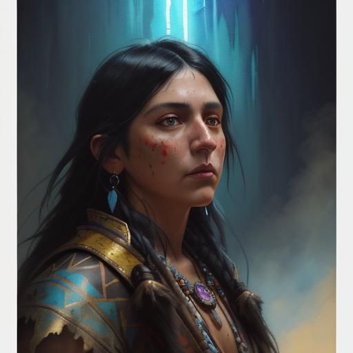 Native American, hunting, spirit background, Gouache Style, ...