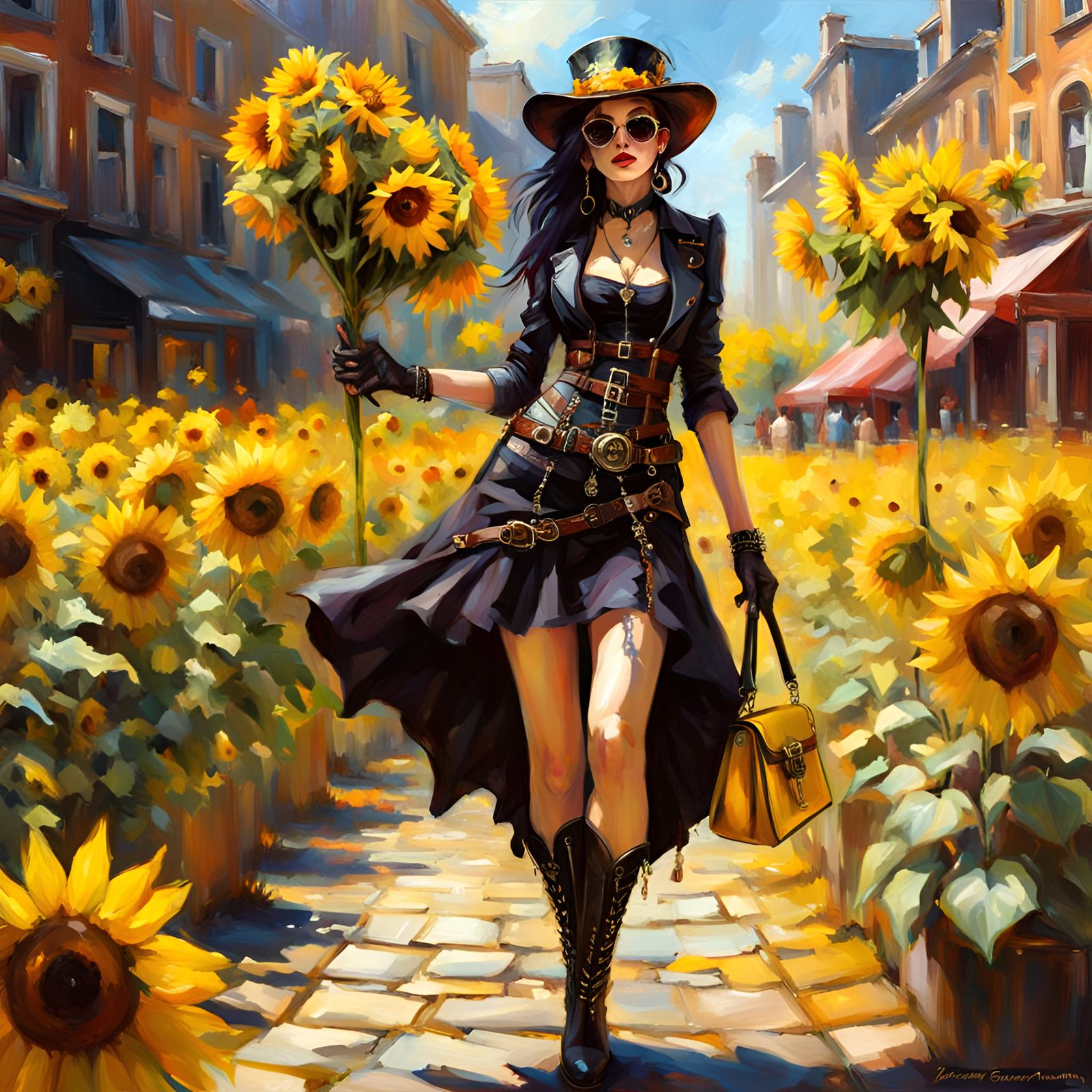 Sunflower SteamGoth Fashion Design.  by @Masterplayer