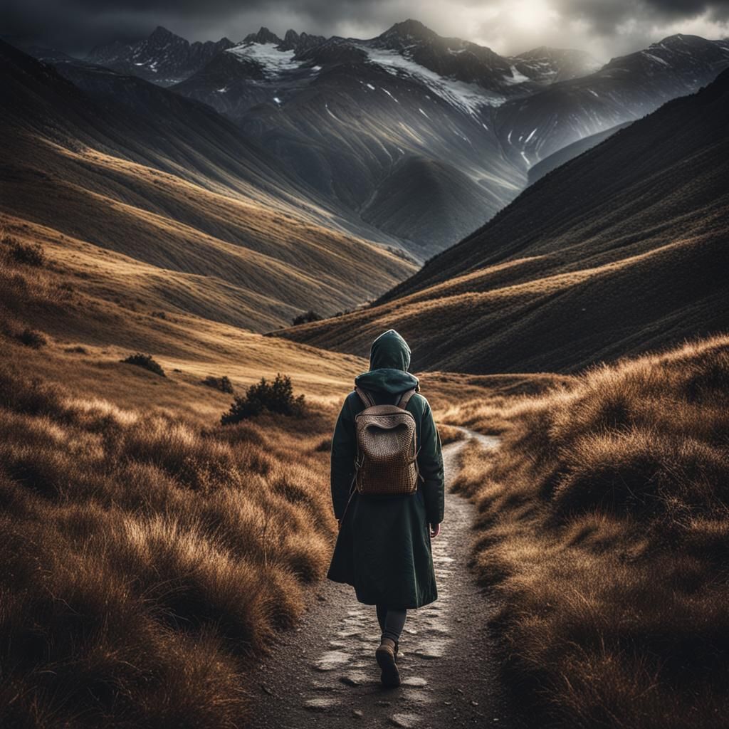 She walked alone in the mountains and the valleys