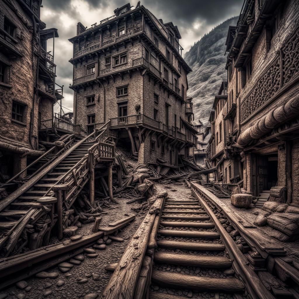 Old man walking down the railroad tracks