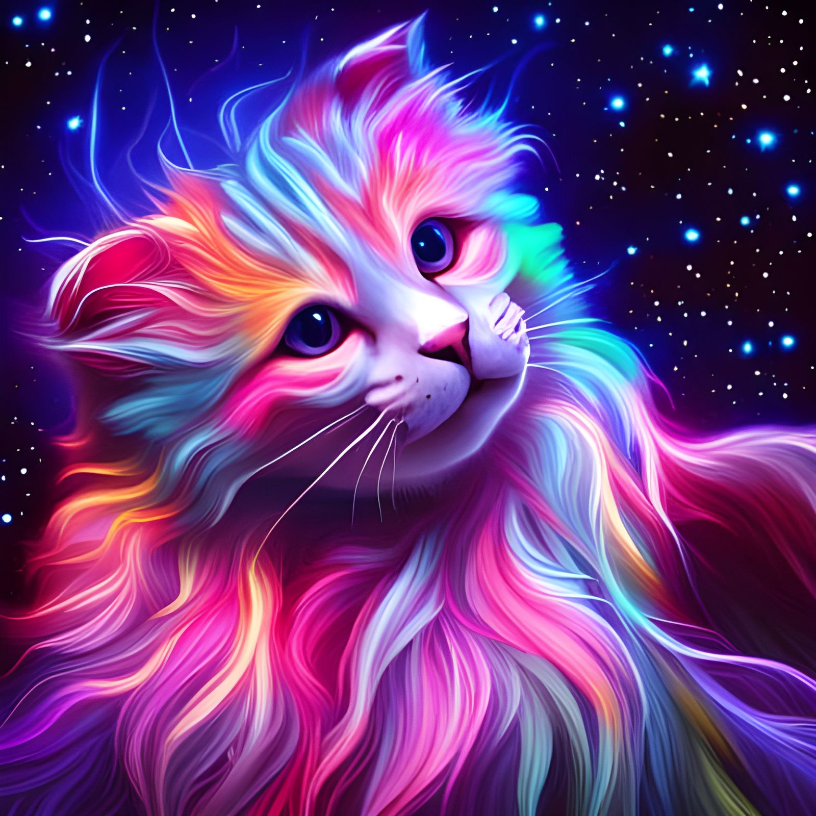 neon space cat - AI Generated Artwork - NightCafe Creator