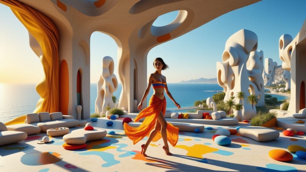 Swedish Model Dances in Zaha Hadid Concrete Room