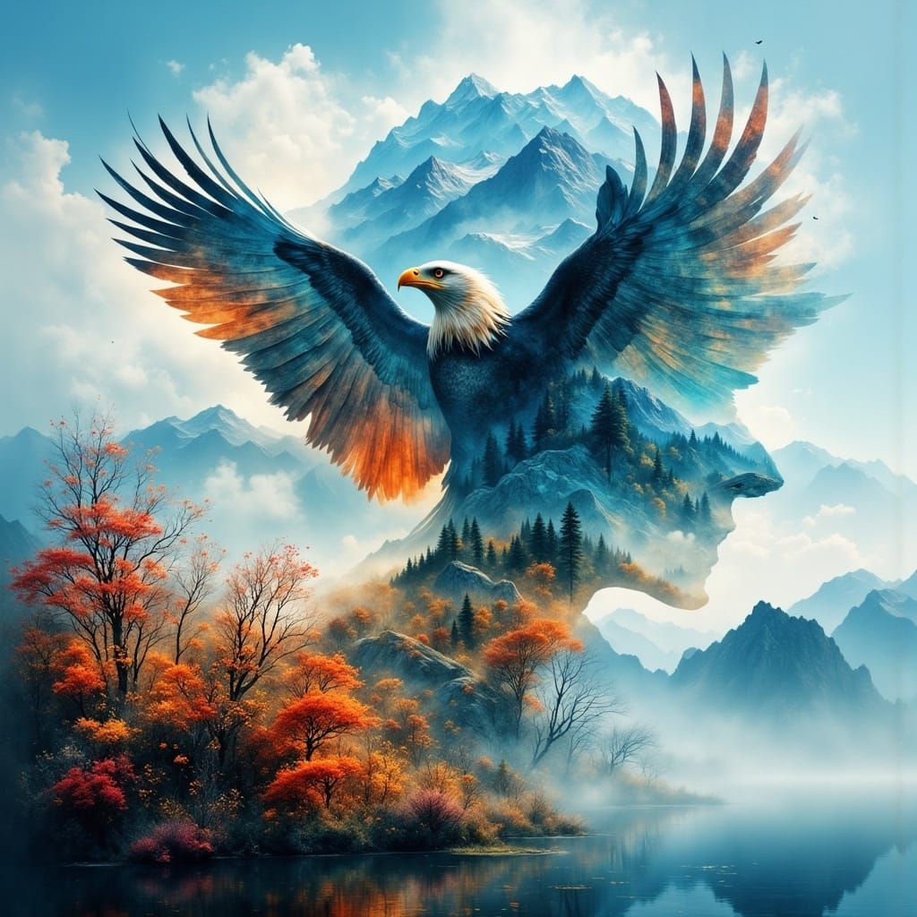  majestic eagle flying in the blue sky...  by @Pawsitive Pets