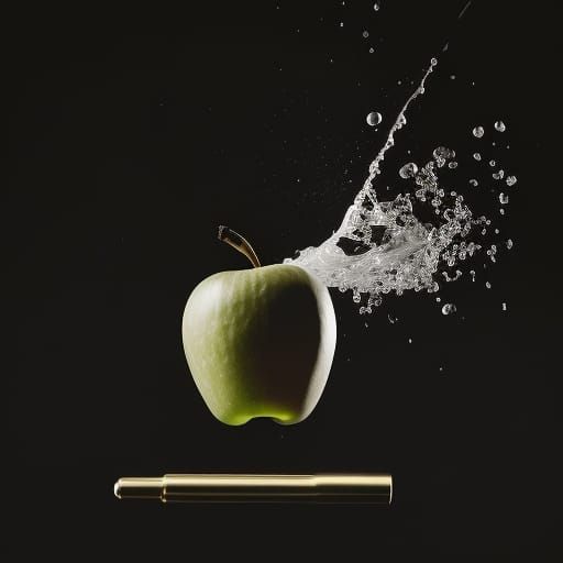 Water splashing on an apple
