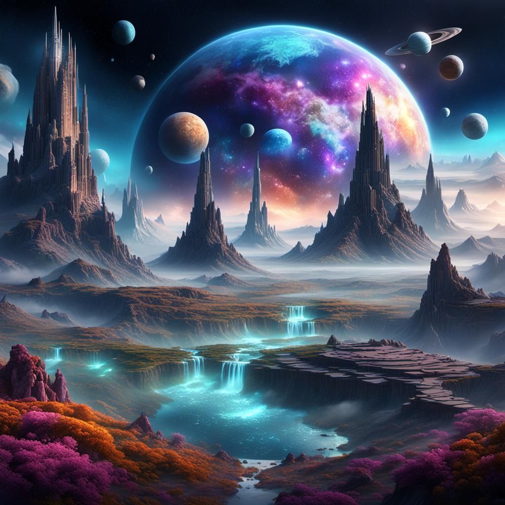 Cosmic Dreamscape Odyssey Ethereal realms unfold, surreal wo...