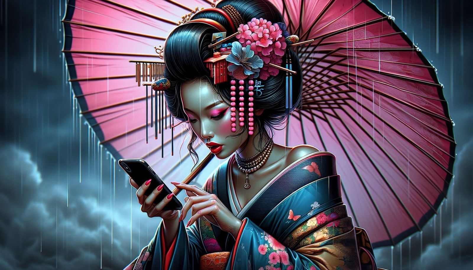 Geisha texting