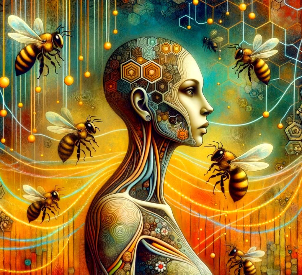 Bees and queen bee  by @EHACKMANN 