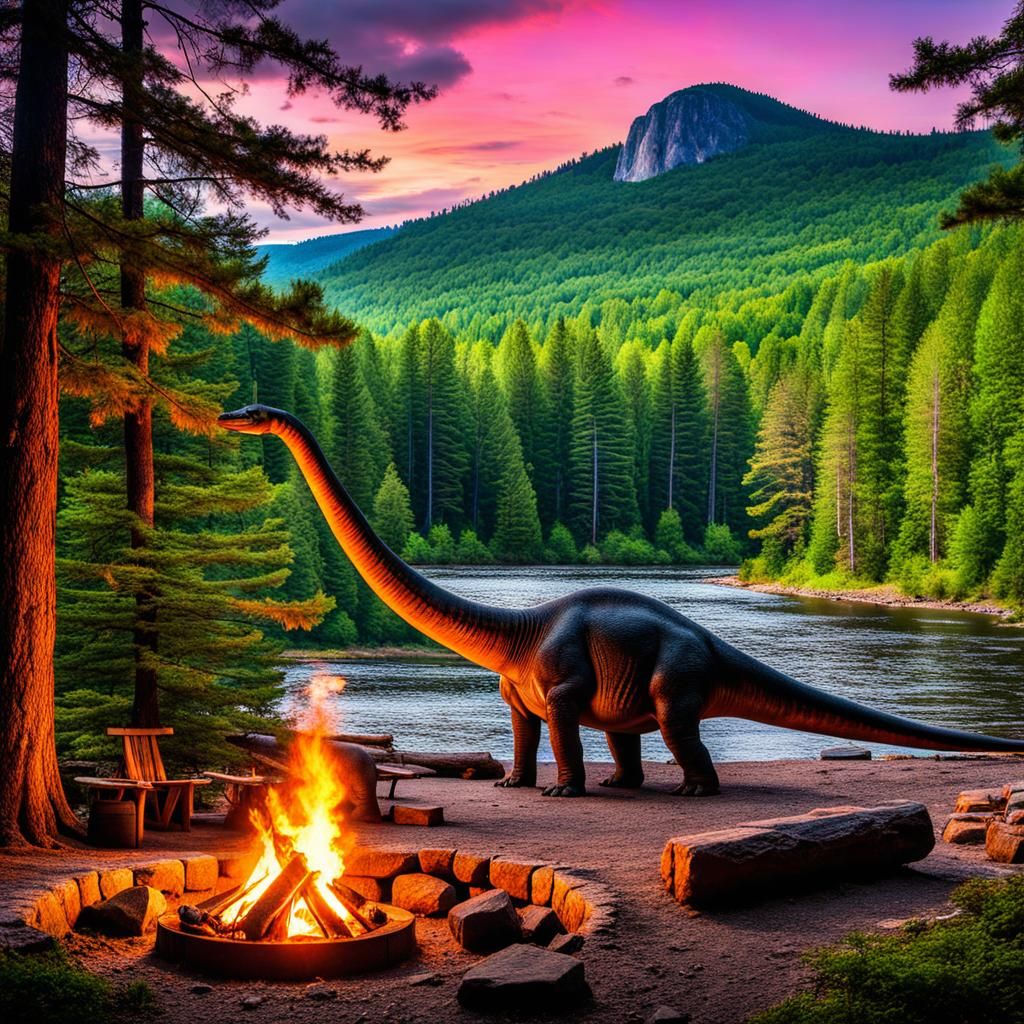 Brontosaurus at the campsite