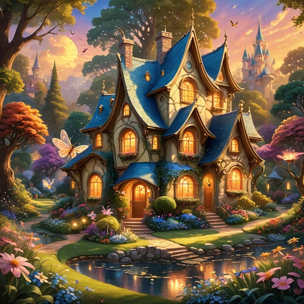 Enchanted Disney House with Fairies: A Whimsical Scene