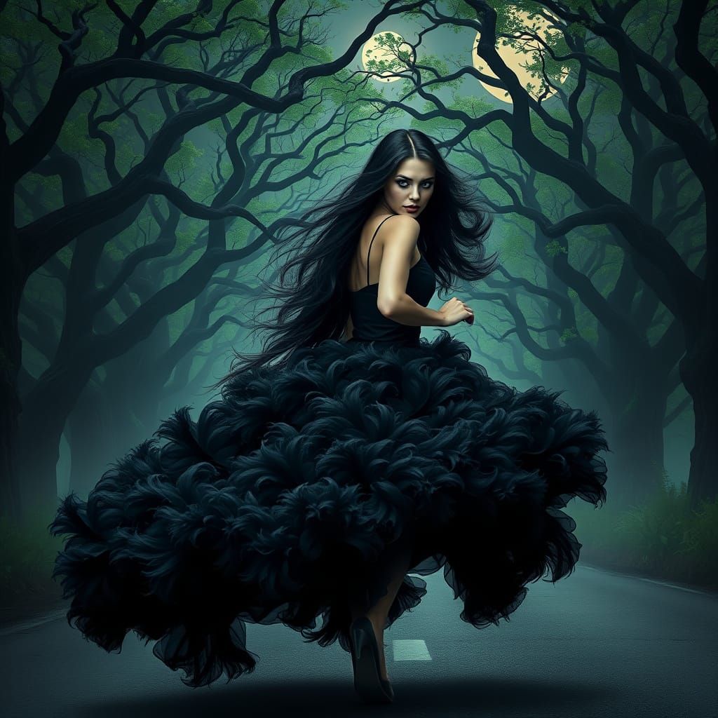 Gothic Goddess in Moonlit Elegance