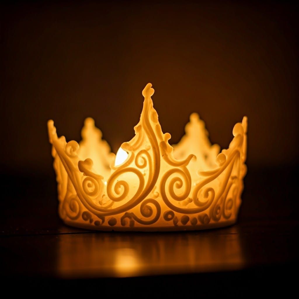 Intricate Wax Crown Sculpture in Golden Light