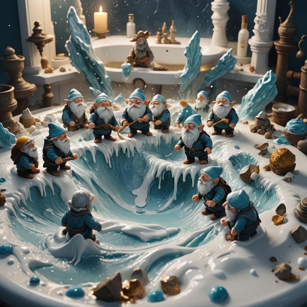 Dwarves Surf Toothpaste Wave: Fantasy Concept Art