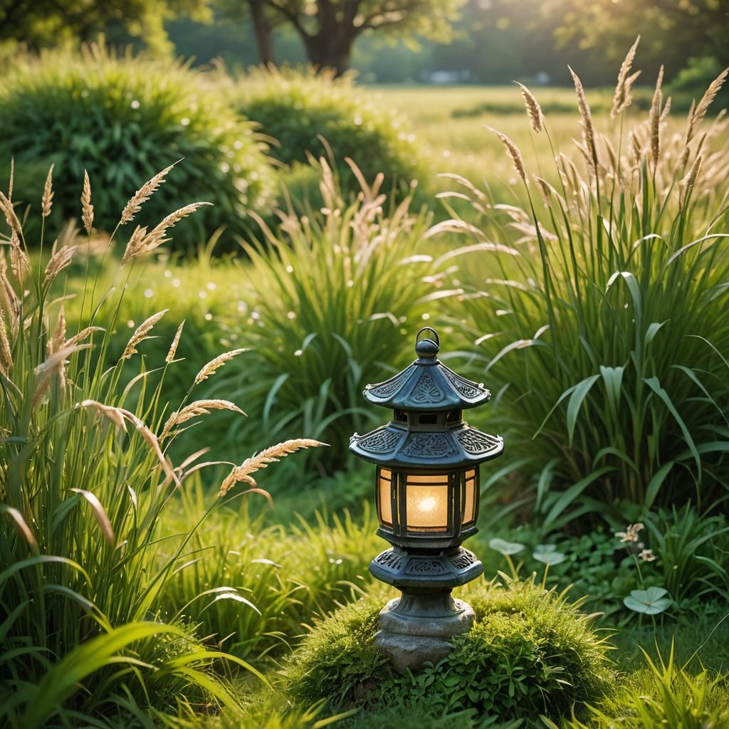 Japanese Lantern in Meadow: Macro Photography
