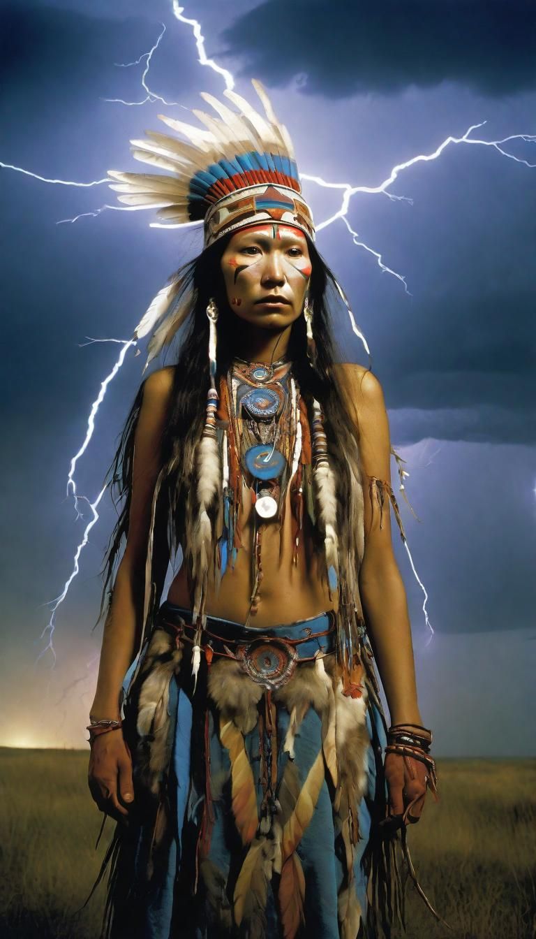 Lightning  strikes Native American Thunder Beings, Heyokah, ...