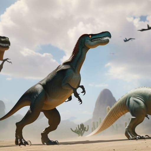 Realistic T-Rex Chrome Dino Game dinosaur jumping over a cactus - AI  Generated Artwork - NightCafe Creator