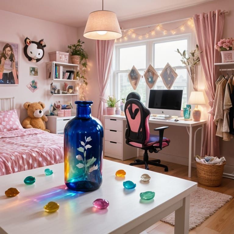 机の下の電源が自慢の部屋