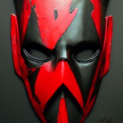 red and black mempo mask