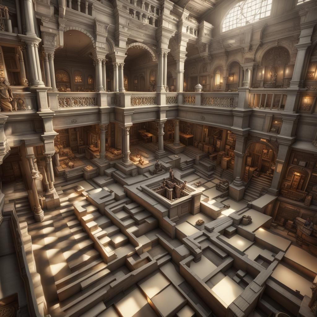 Optische illusie van Maurits Escher ,super gedetailleerd ,hyperrealistisch  by @Thorka