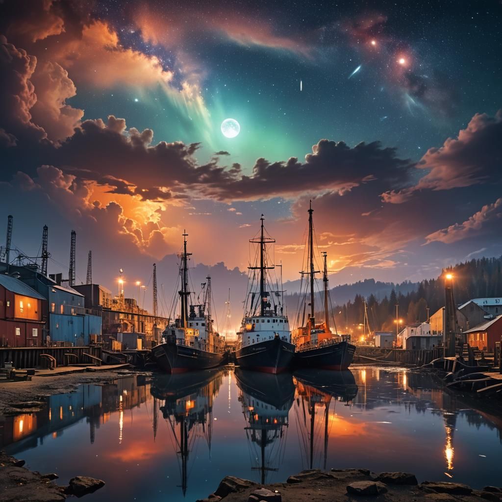  A lighted shipyard  by @Calvin Low