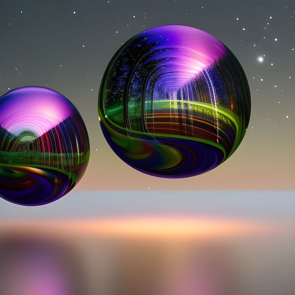 The magicians group of  colorful well formed large glowing mystical hypnotizing floating spherical iridescent ...  by @Fredericco