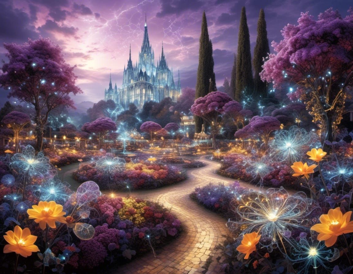 Lash beautiful purple garden <lora:Bioluminescent craft:1.0> electric