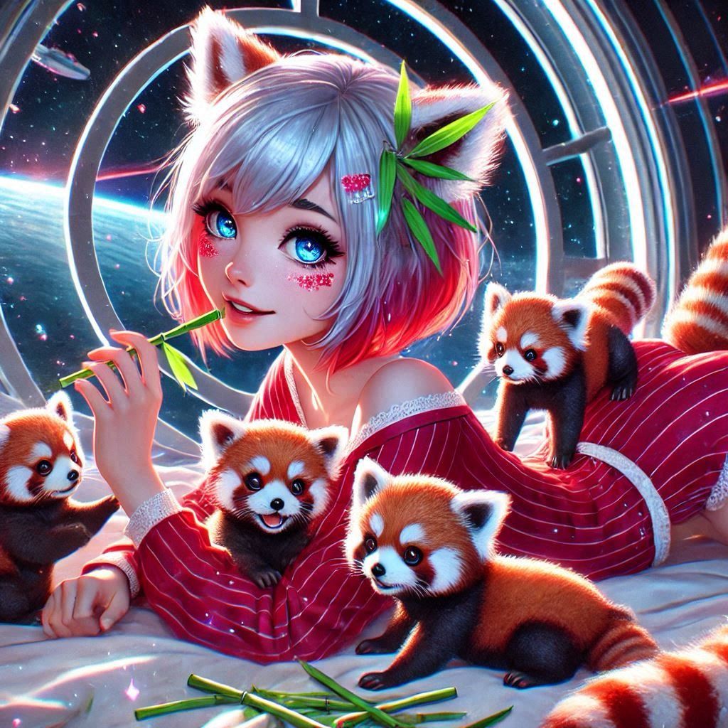 Cuddling with Red Pandas