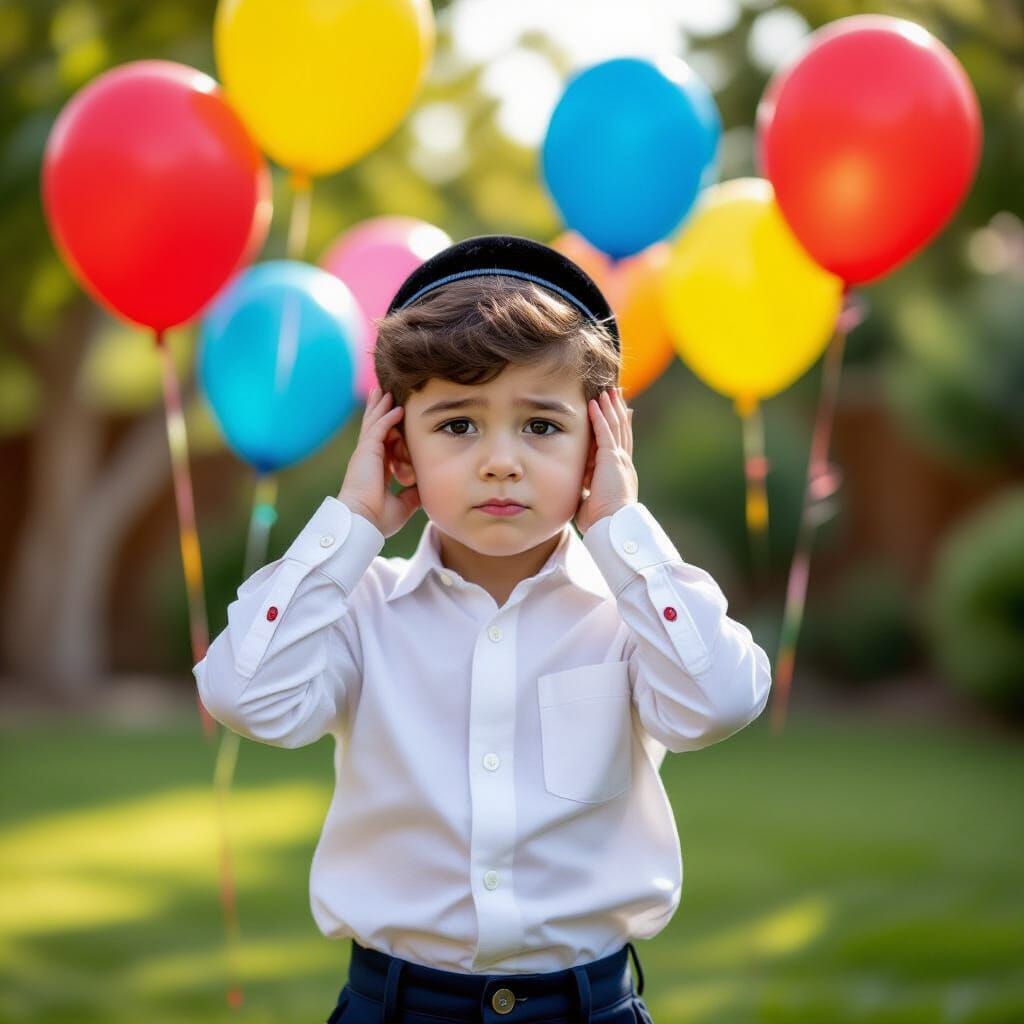 Boy's Fear of Balloons Captured in Realistic Photo