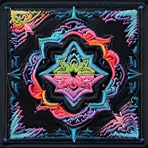 Neon Sunset Embroidered Patch: Psychedelic Needlepoint Desig...