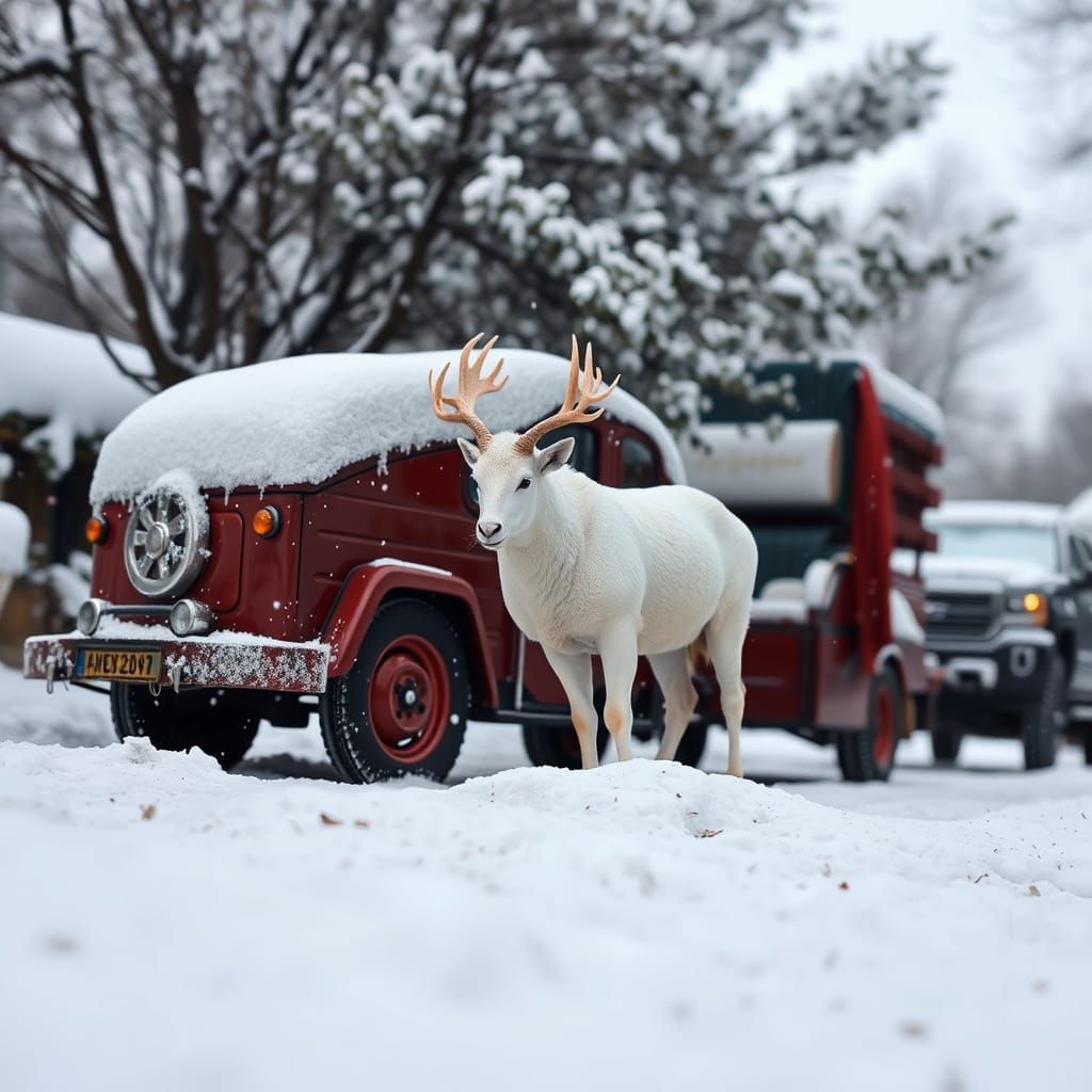 Ermine Standing in Snowy Forest Morning Light