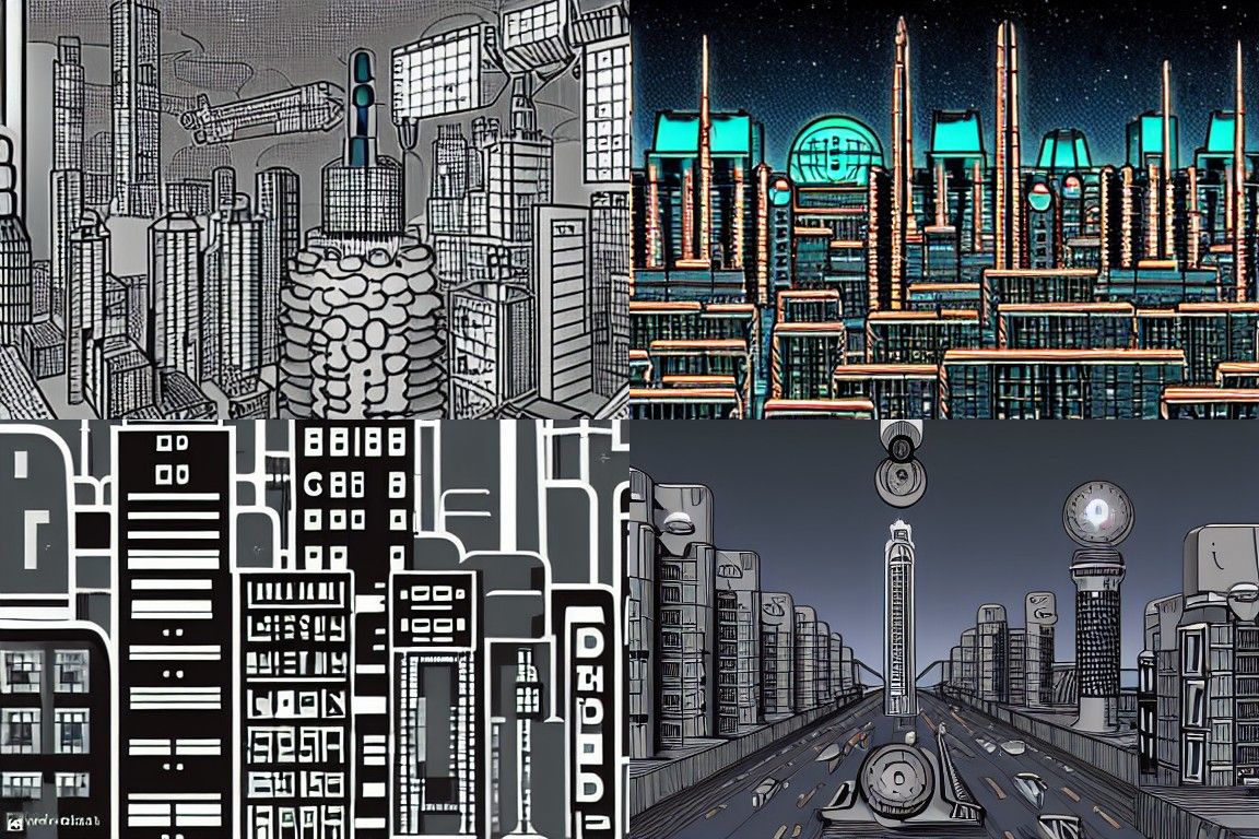 Sci-fi city in the style of Berlin Secession