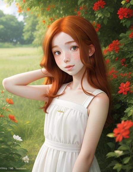 Ginger Girl Picking Flowers, Anime Key Visual