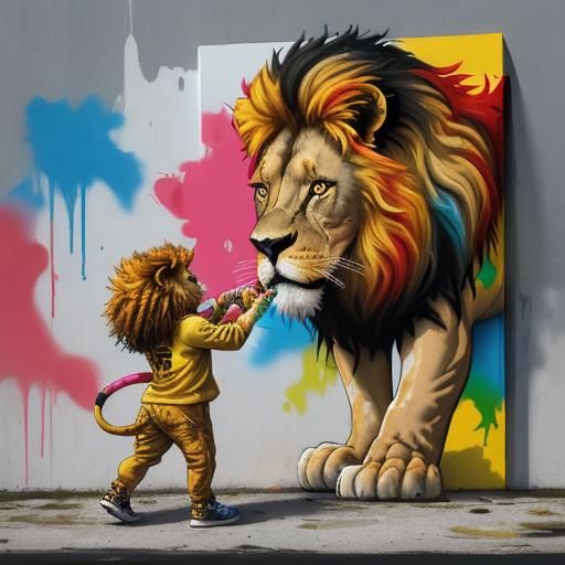 a lion and its cub